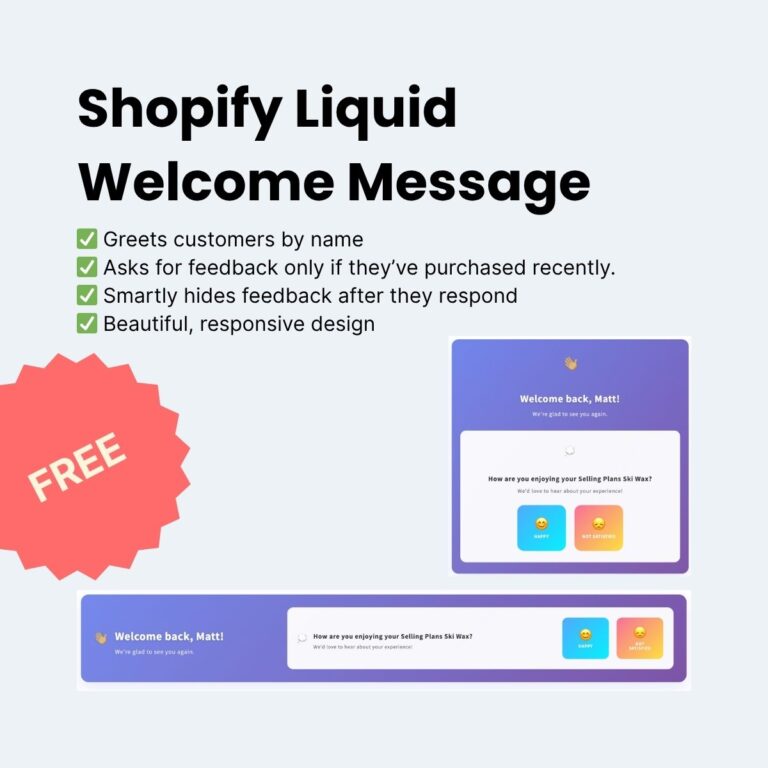 Shopify Personalised Welcome Section